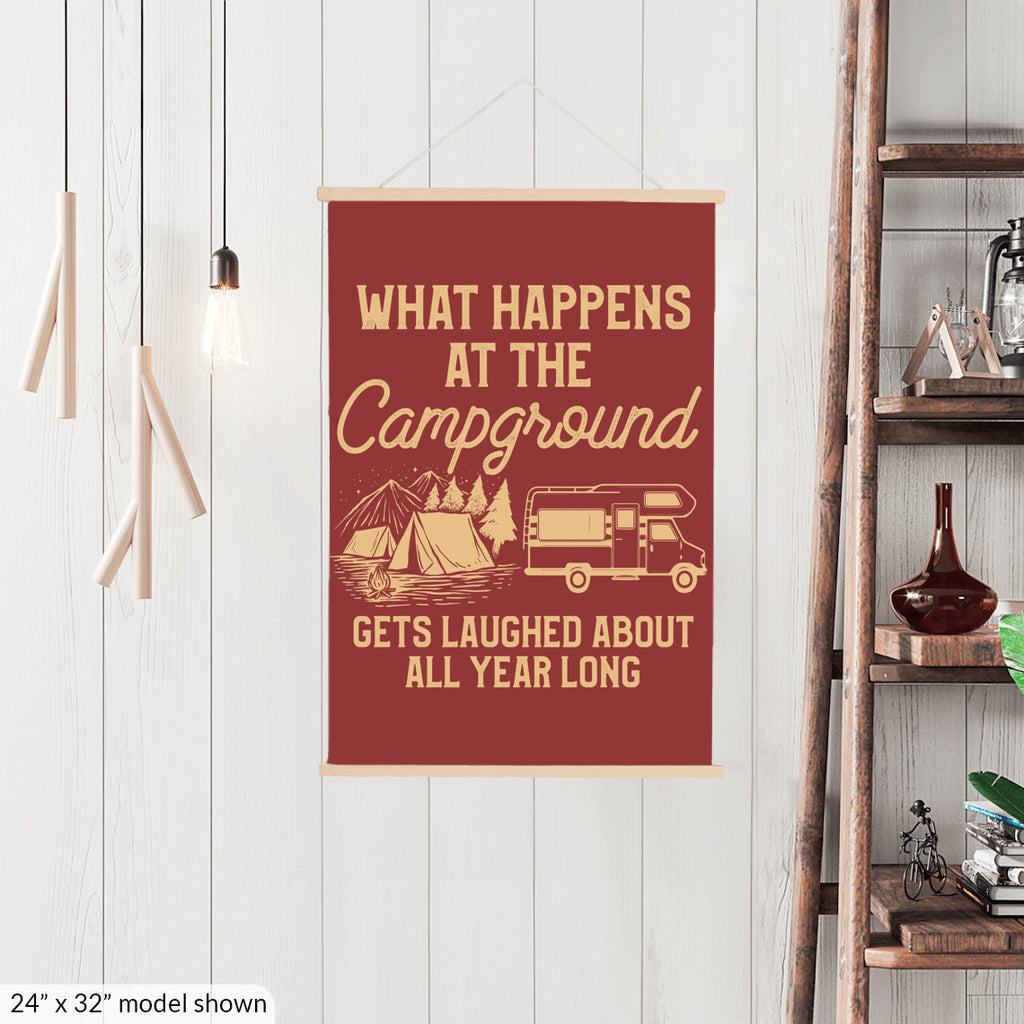 What Happens At The Campground Hanging Canvas