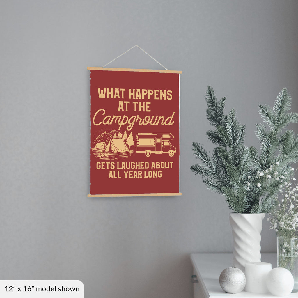 What Happens At The Campground Hanging Canvas