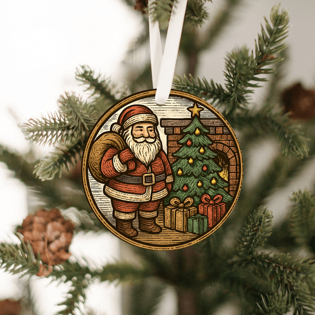 Rustic Christmas Ornament Santa Fireplace Gifts