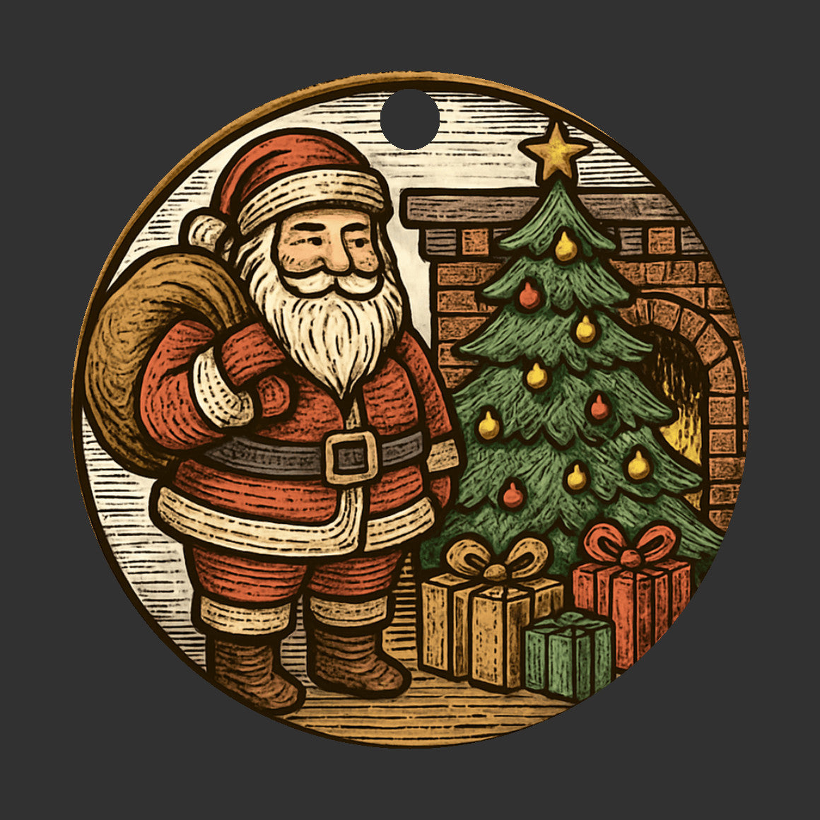 Rustic Christmas Ornament Santa Fireplace Gifts