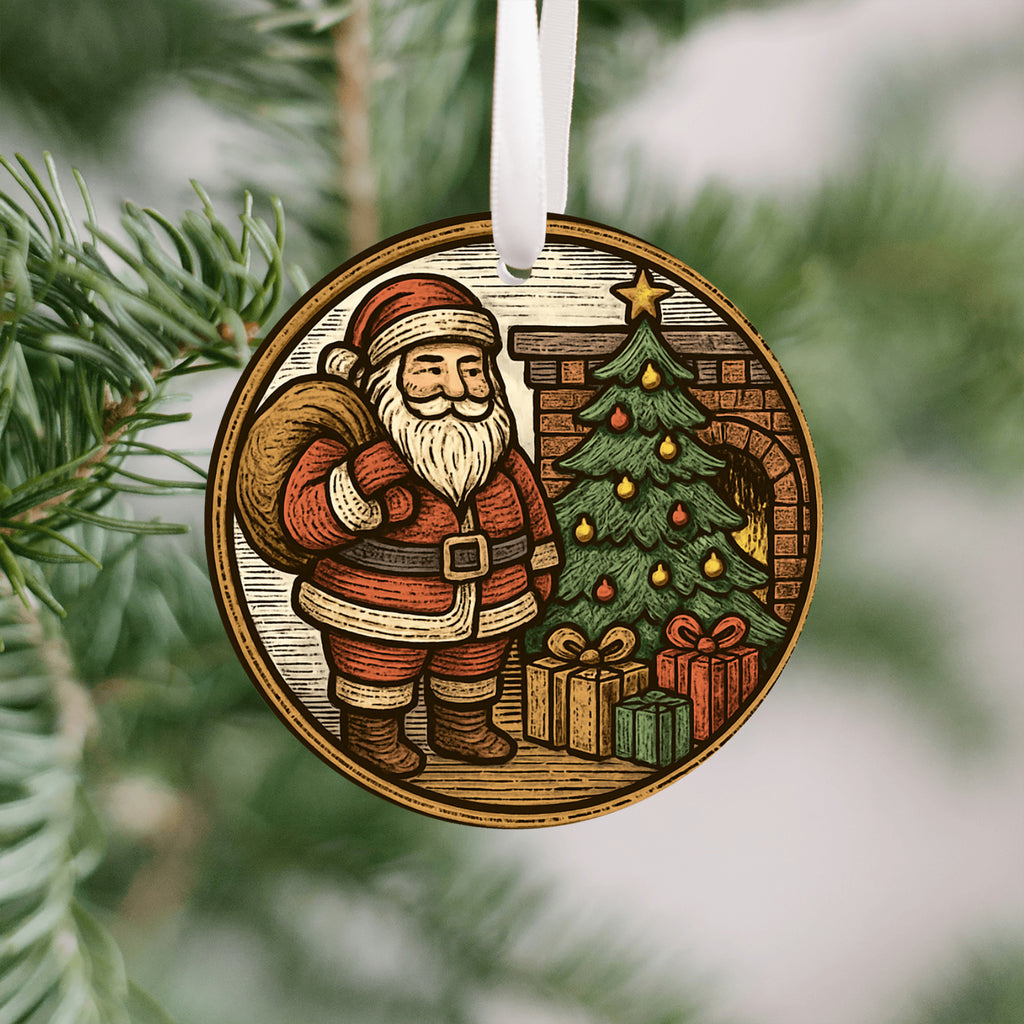 Rustic Christmas Ornament Santa Fireplace Gifts