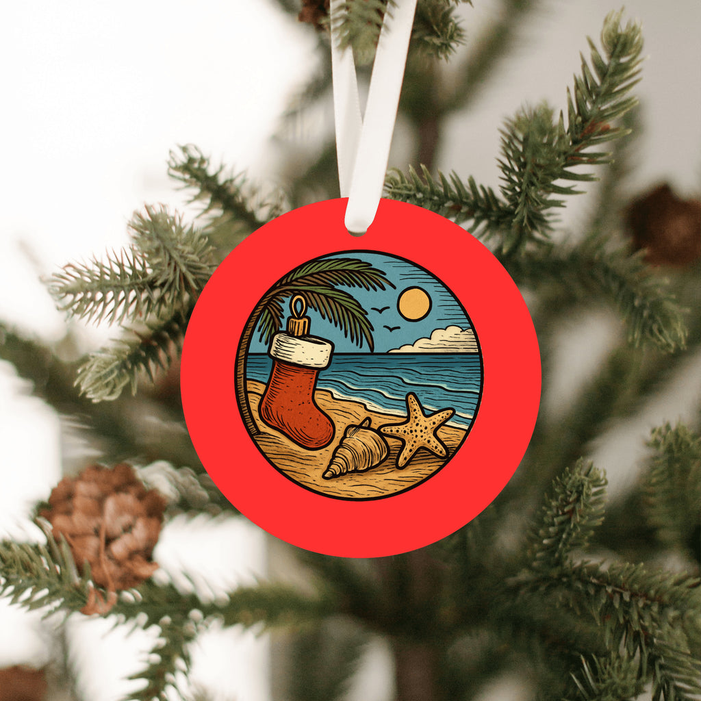 Coastal Seashell Beach Themed Christmas Ornament